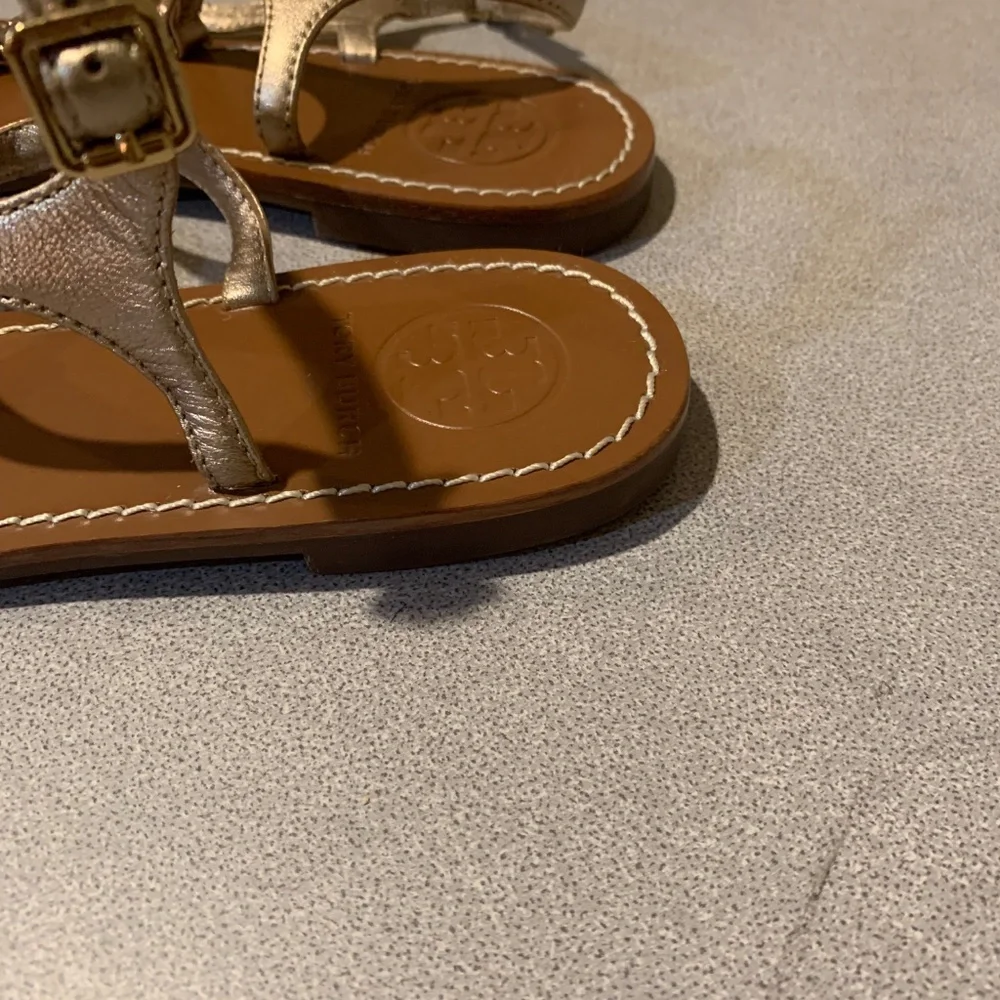 Tory Burch Gold  Embellished Thong Sandals sz 8.5 M